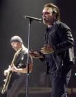 U2 singer Bono, right, and guitarist The Edge perform during the first concert of their Vertigo Tour at the San Diego Sports Arena Monday, March 28, 2005. (AP Photo/Denis Poroy) 