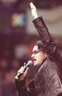 U2 frontman Bono helps get the crowd going at the veteran Irish rock group's Saddledome show (Darren Makowichuk, Calgary Sun).