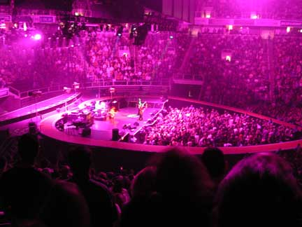 It looked sureal with the whole arena bathed in pink<br />photo by Michael Sands