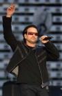 Bono, lead singer of Irish rock band U2 performs during a concert at the King Baudouin Stadium in Brussels June 10, 2005. U2 is currently on their 'Vertigo 2005' world tour with Brussels as the first concert in Europe. REUTERS/Str