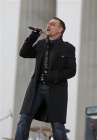 U2 front man Bono sings in front of the Lincoln Memorial during the inaugural concert for President-elect Barack Obama in Washington , Sunday, Jan. 18, 2009. (AP Photo/Charles Dharapak)