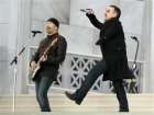 Bono (R) and The Edge of U2 perform 'In the Name of Love' during the We Are One: Opening Inaugural Celebration at the Lincoln Memorial in Washington, January 18, 2009. (Kevin Lamarque/Reuters)